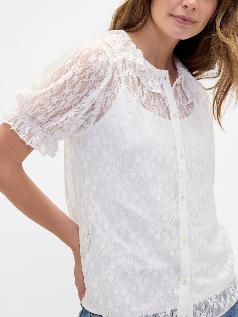 Lace Puff Sleeve Top