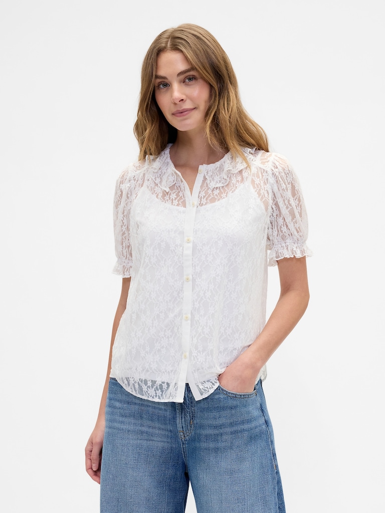Lace Puff Sleeve Top