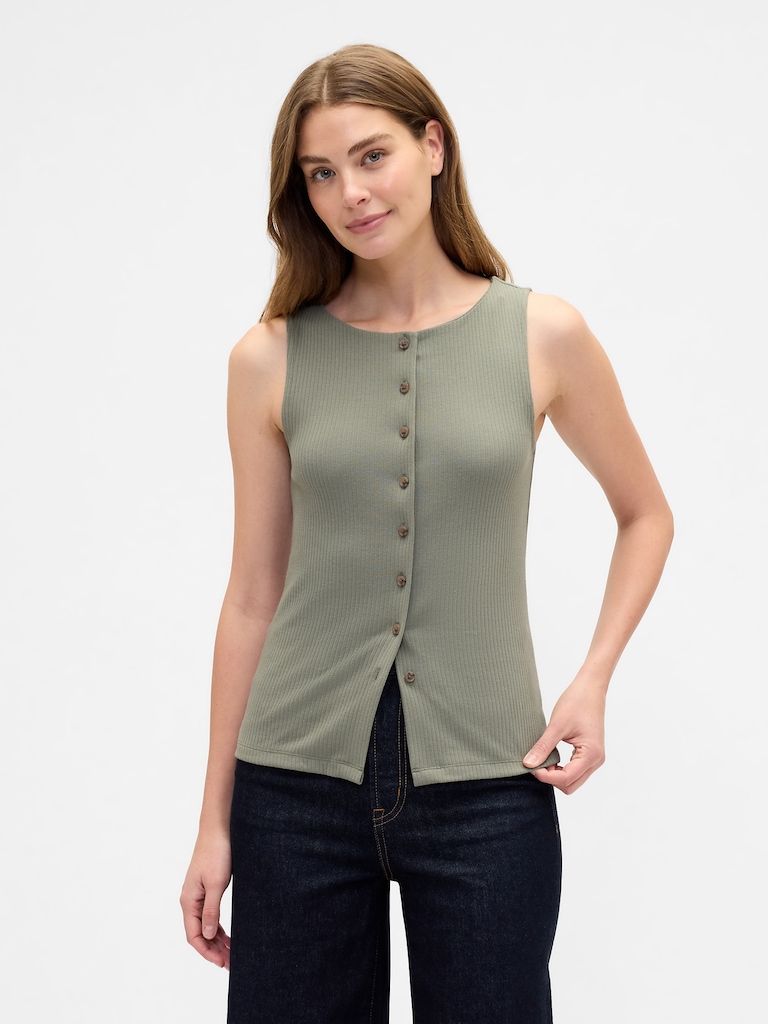 Ribbed Boatneck Vest