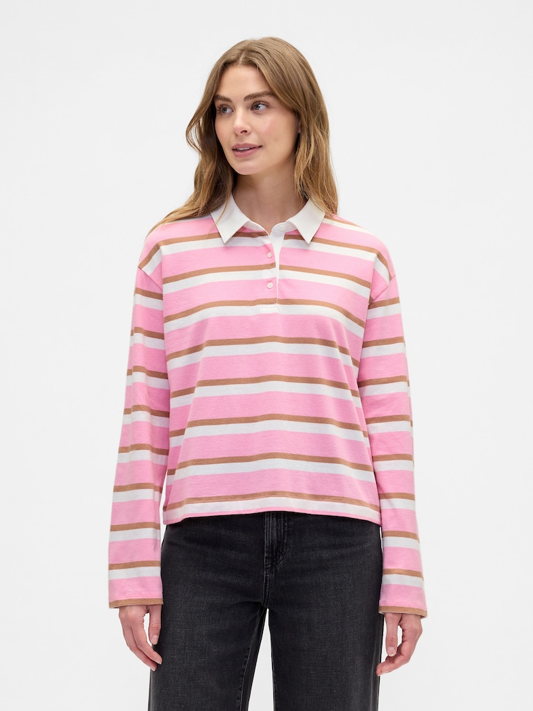 Oversized Stripe Rugby Polo Shirt