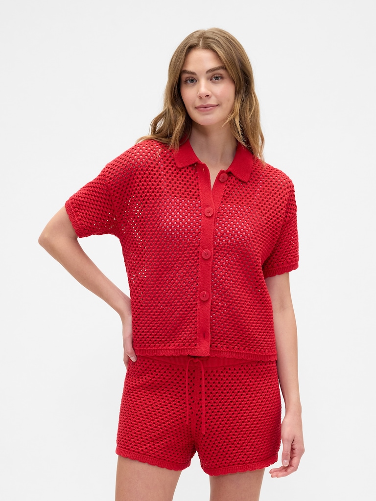 Relaxed Crochet Sweater Shirt