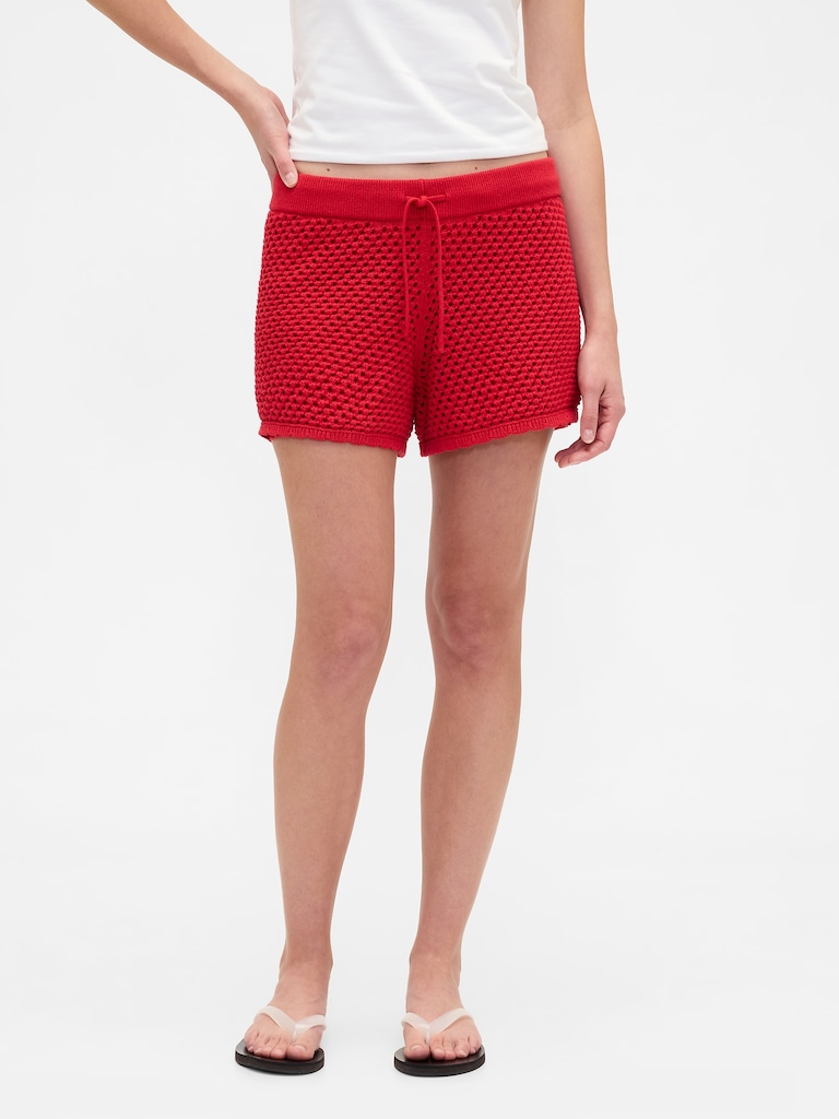 Relaxed Pull-On Crochet Sweater Shorts