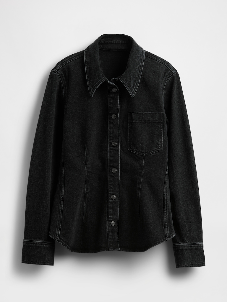 Denim Cinch-Seam Shirt