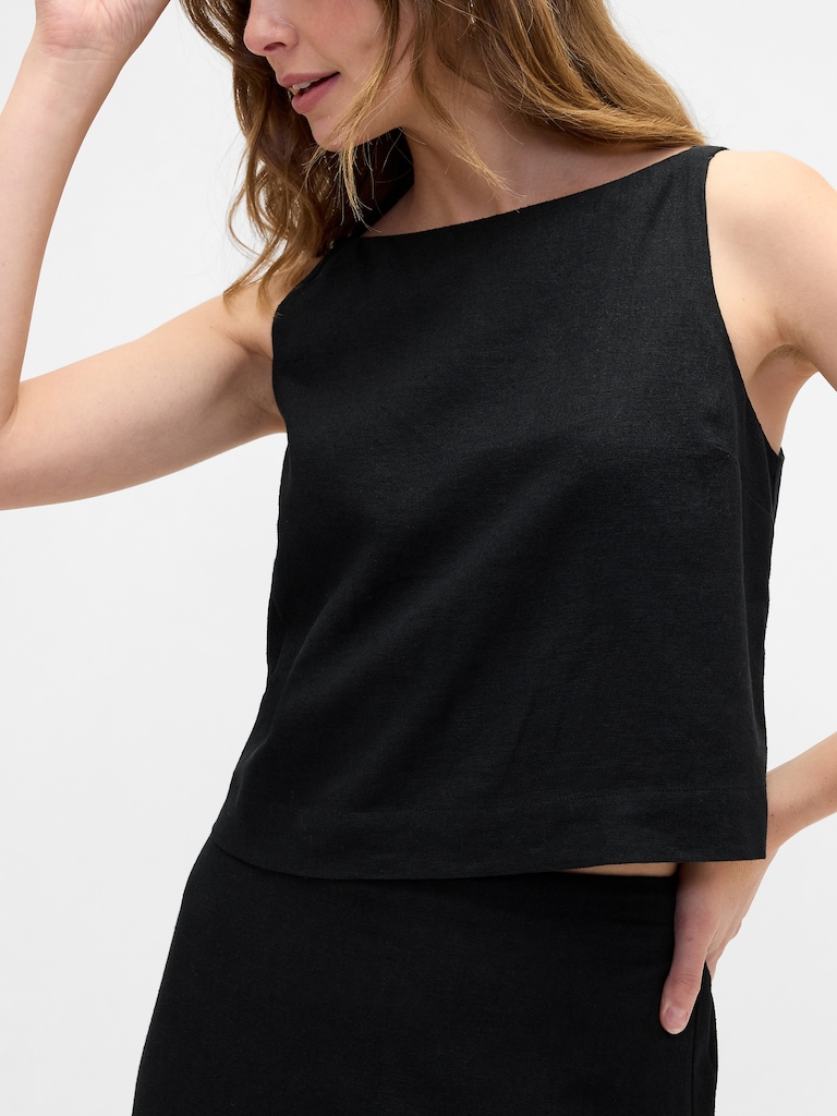 Linen-Blend Apron Top