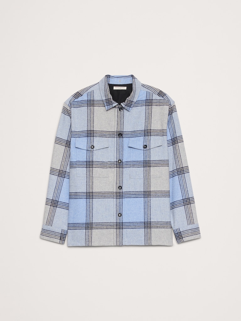 Relaxed-Fit Plaid Wool-Blend Overshirt