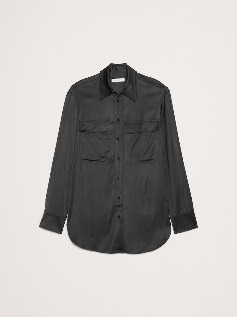 Stretch-Satin Utility Shirt