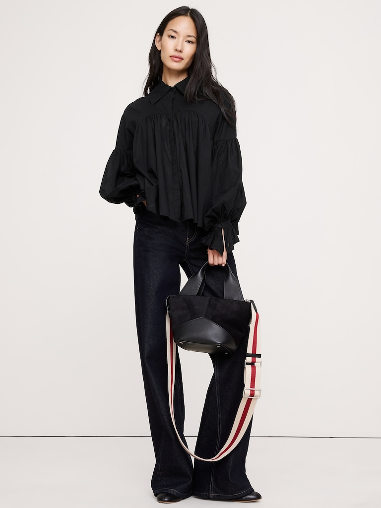 Cotton Balloon-Sleeve Shirt