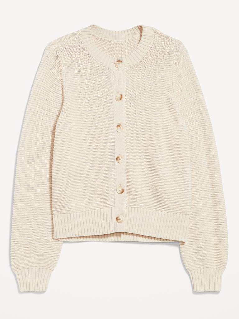 Seaside Cotton Garter-Knit Cardigan Sweater