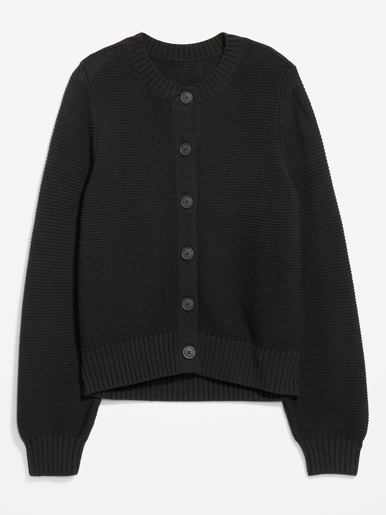 Seaside Cotton Garter-Knit Cardigan Sweater