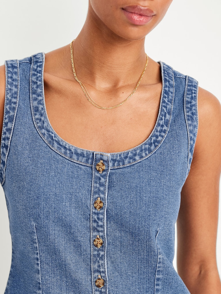 Sleeveless Longline Denim Vest