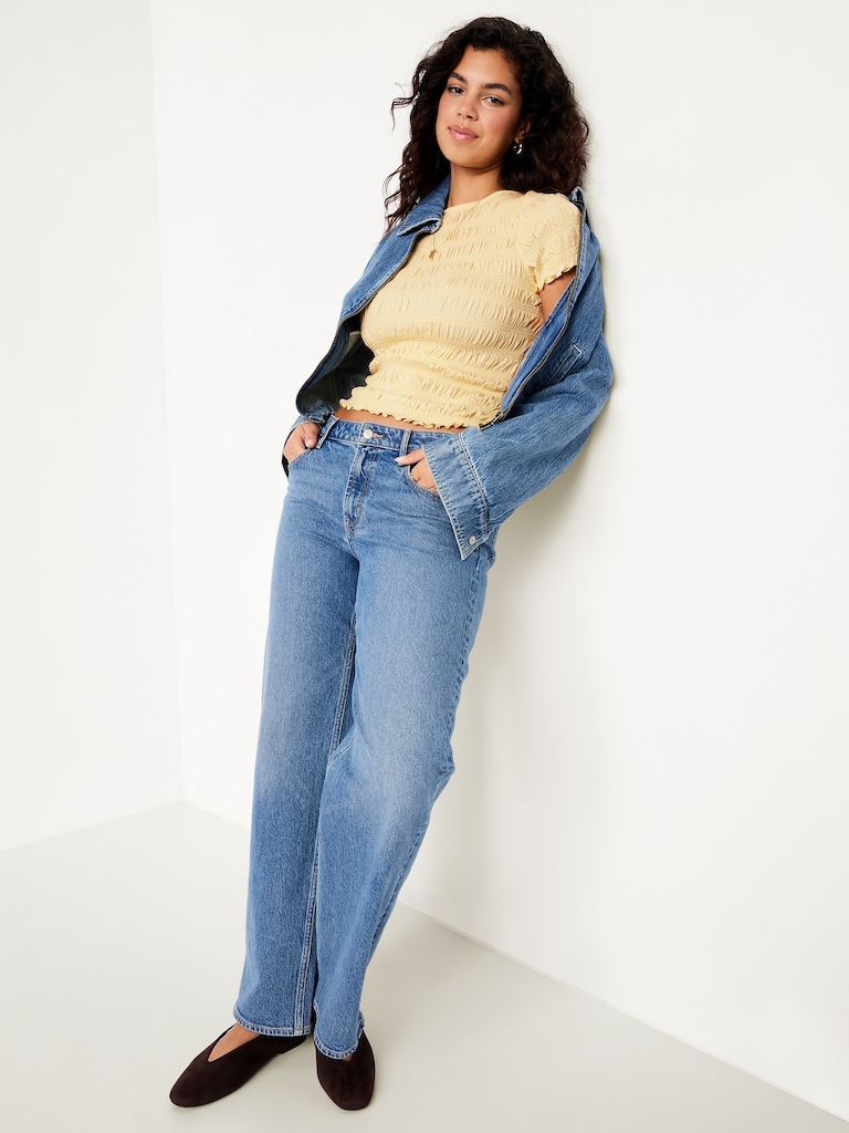 Slit-Neck Smocked Top