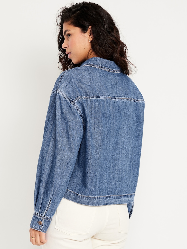 Long-Sleeve Popover Jean Shirt