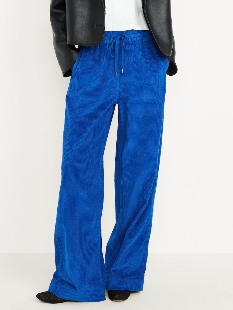 High-Waisted Pull-On Corduroy Pants