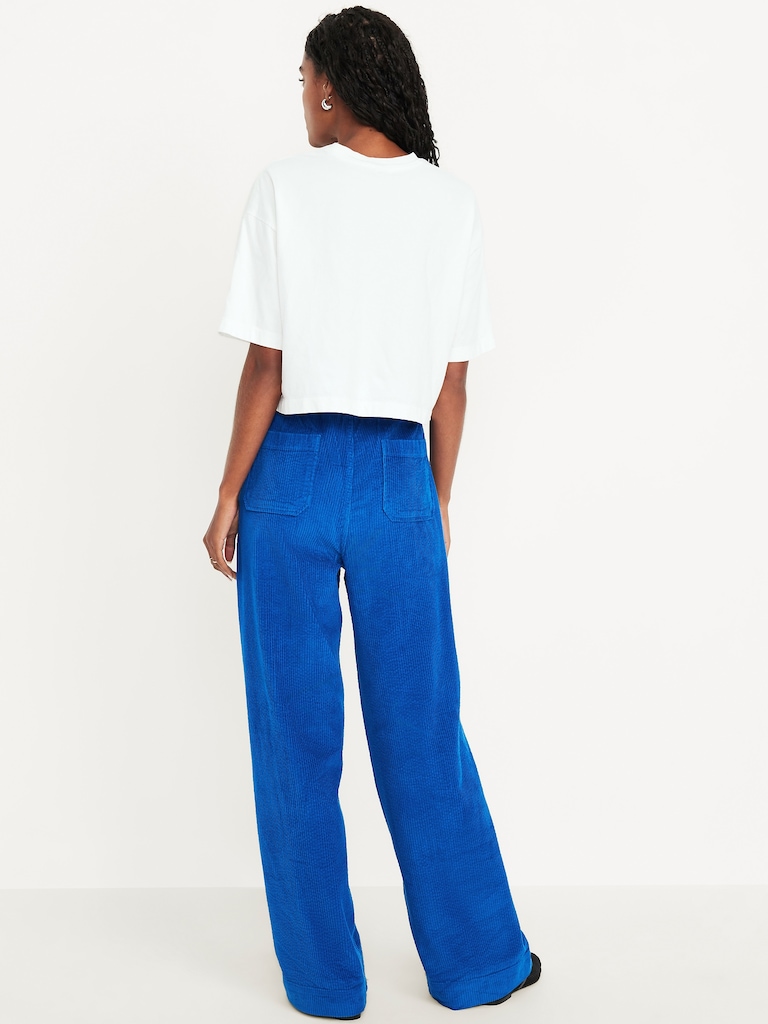 High-Waisted Pull-On Corduroy Pants
