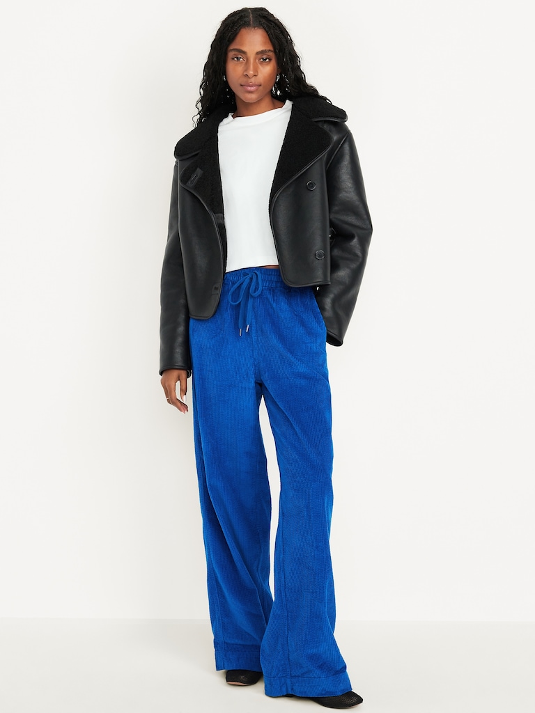 High-Waisted Pull-On Corduroy Pants