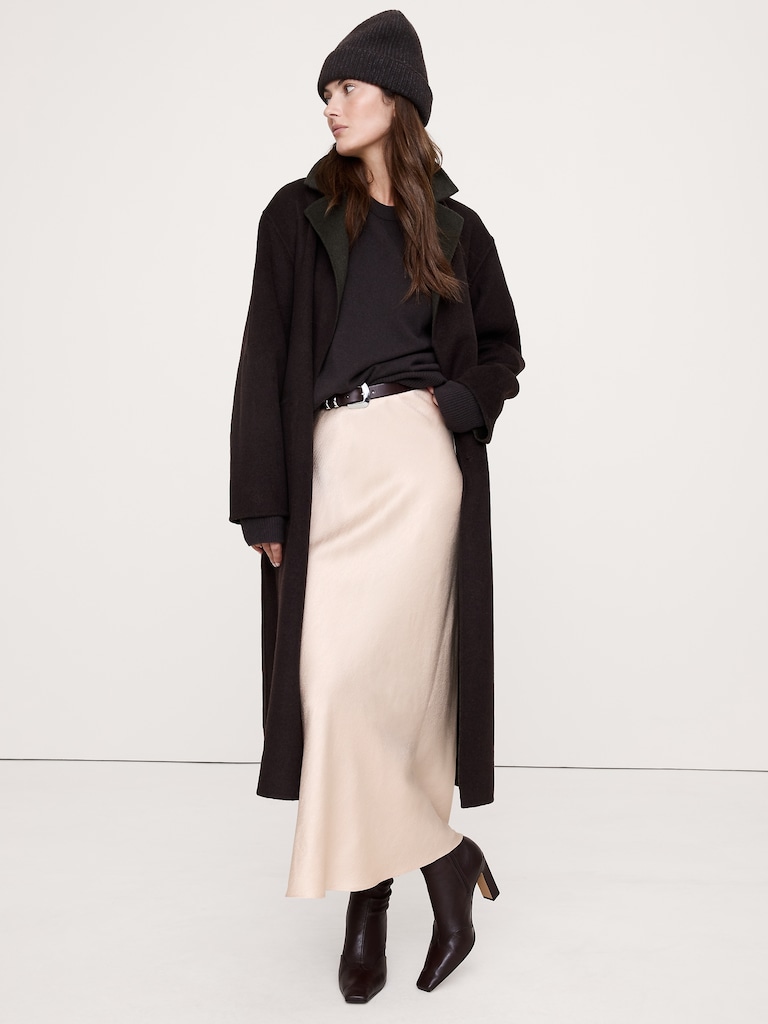Hammered Satin Maxi Skirt