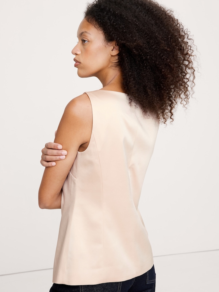 Satin Square-Neck Long Vest