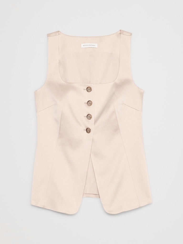 Satin Square-Neck Long Vest