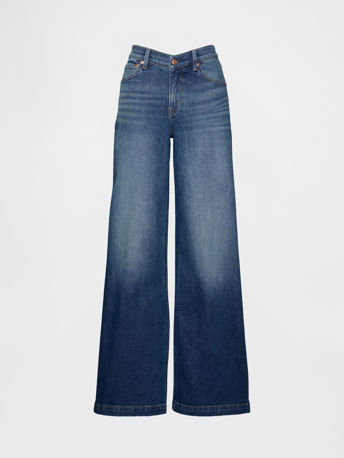 High Rise Stride V-Waist Wide-Leg Jeans