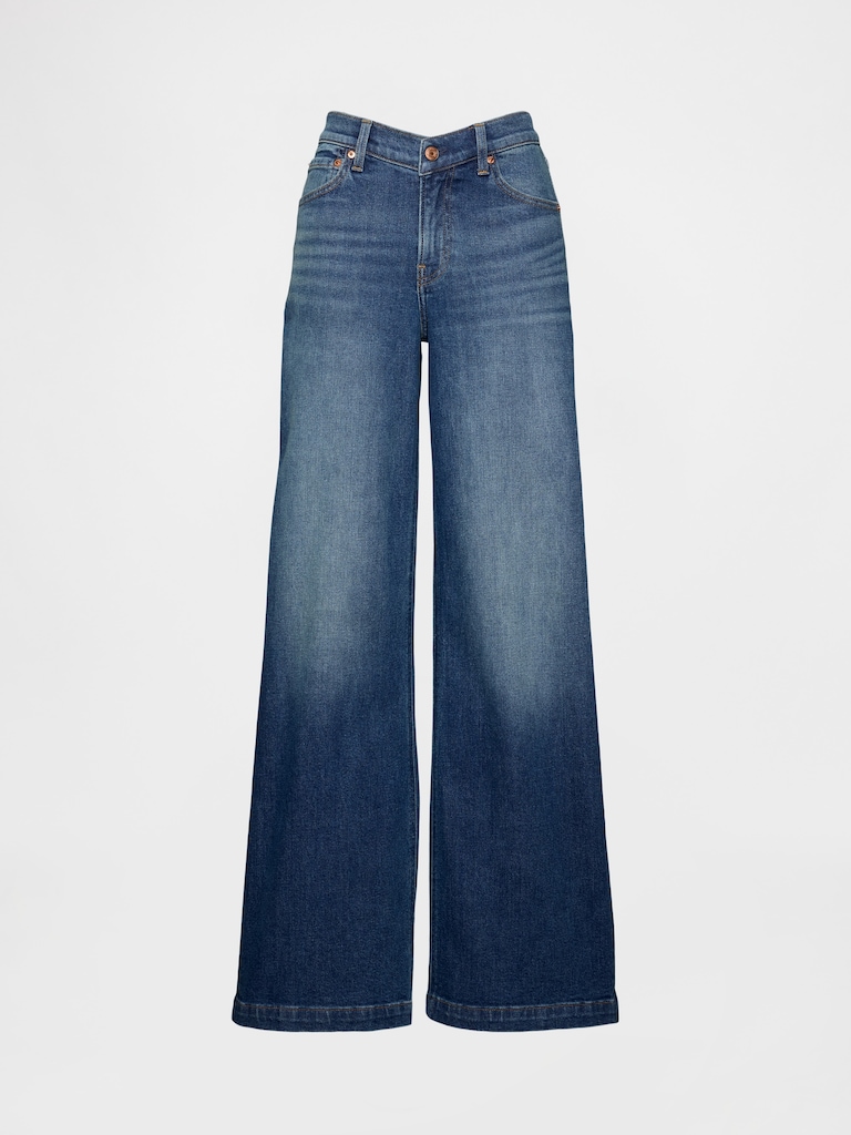 High Rise Stride V-Waist Wide-Leg Jeans