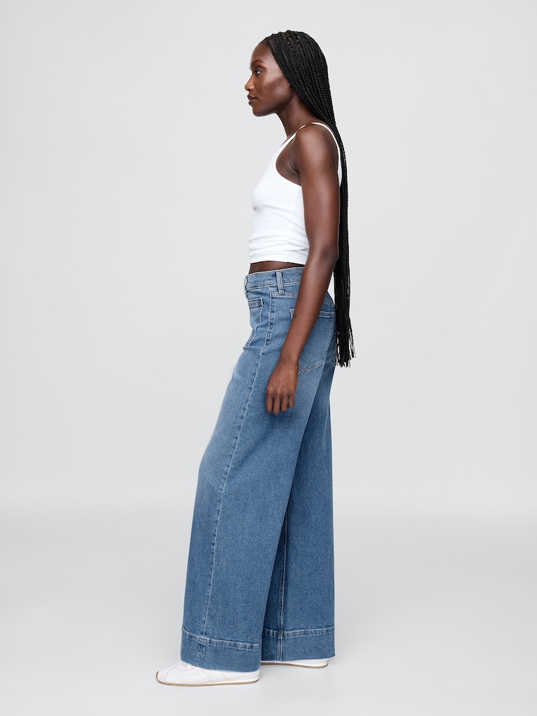 High Rise Stride Wide-Leg Jeans