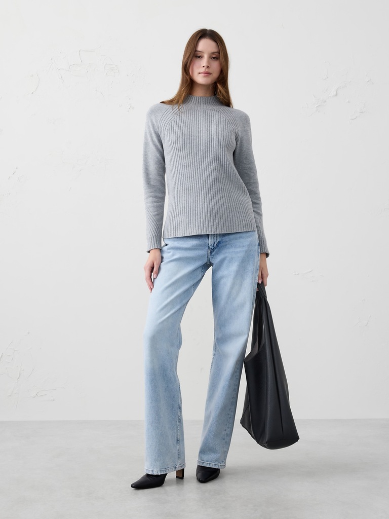 Ribbed Mock-Neck Sweater