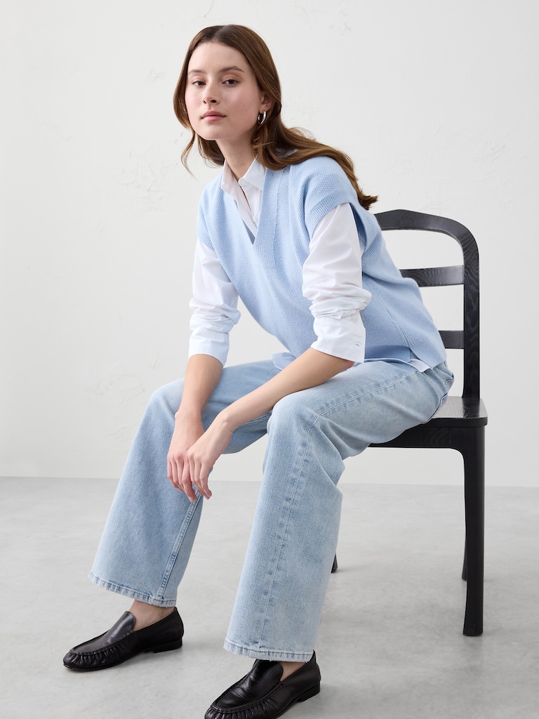 Textured V-Neck Sweater Vest