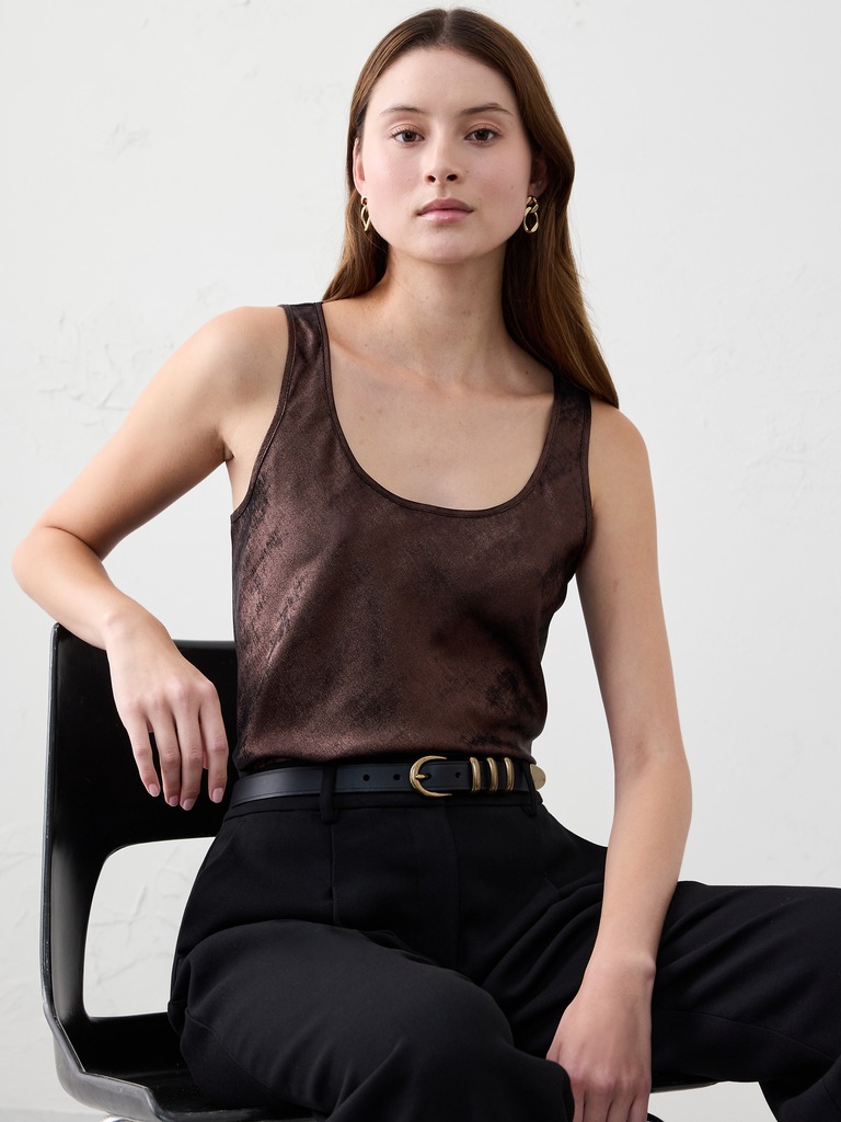 Metallic Scoop-Neck Tank