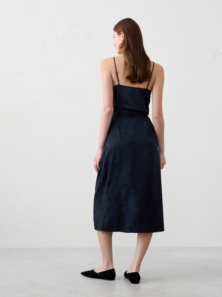 Jacquard Wrap Midi Skirt