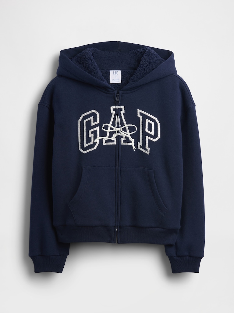 Kids Sherpa-Lined Graphic Logo Hoodie