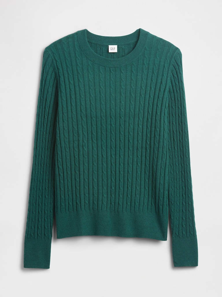 CashSoft Cable-Knit Crewneck Sweater