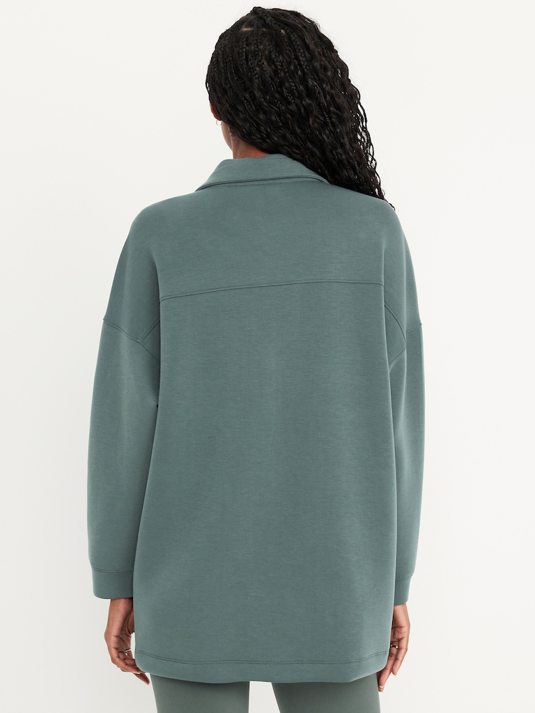 Bounce Fleece Oversized Snap-Front Tunic