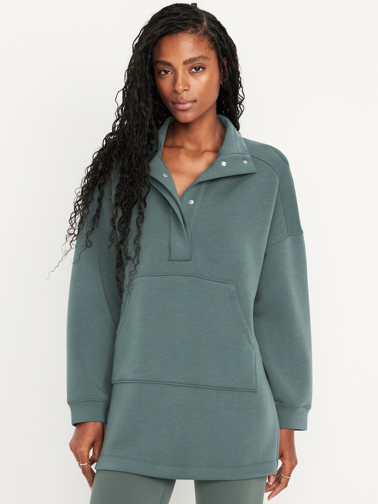Bounce Fleece Oversized Snap-Front Tunic