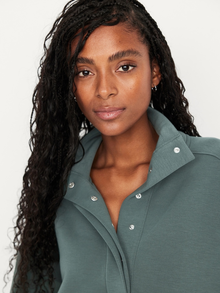 Bounce Fleece Oversized Snap-Front Tunic