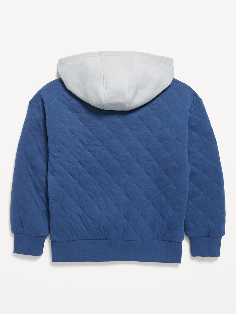 Oversized Quilted Fleece Hoodie for Boys