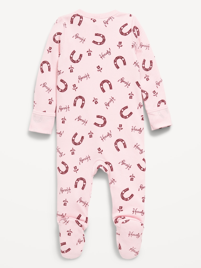Ribbed 2-Way-Zip Sleep & Play Footed One-Piece for Baby