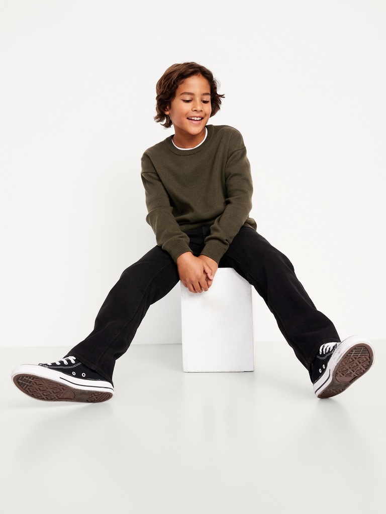 Straight-Leg Built-In Flex Black Jeans for Boys