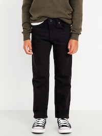 Straight-Leg Built-In Flex Black Jeans for Boys