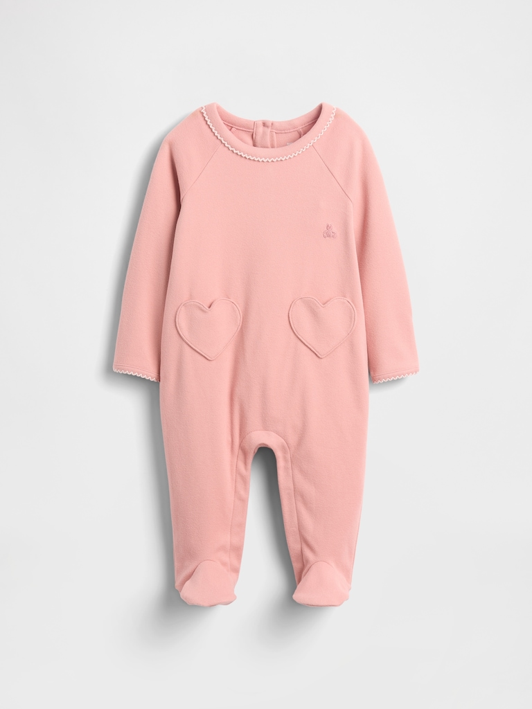 Baby Softspun Heart Pocket Footed One-Piece