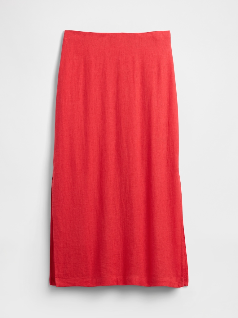 Linen-Blend Maxi Slip Skirt