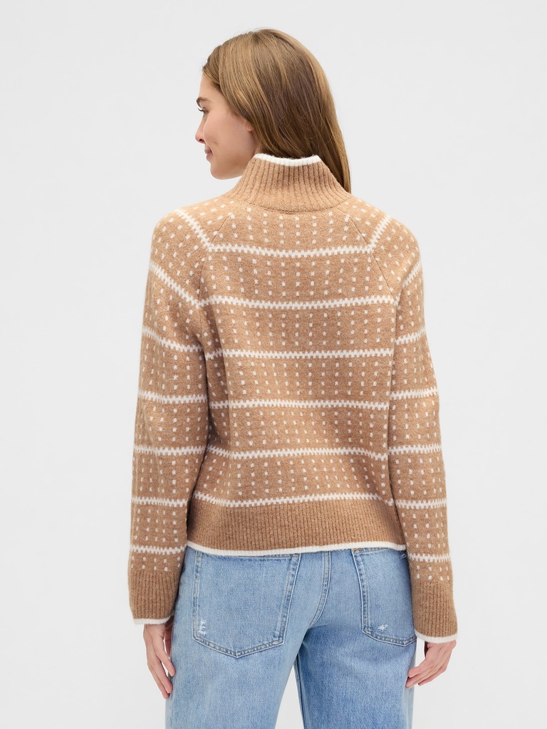 Relaxed Fair Isle Mockneck Sweater