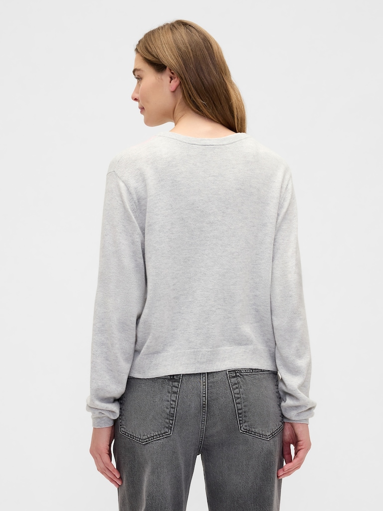 CashSoft Argyle Crewneck Cardigan