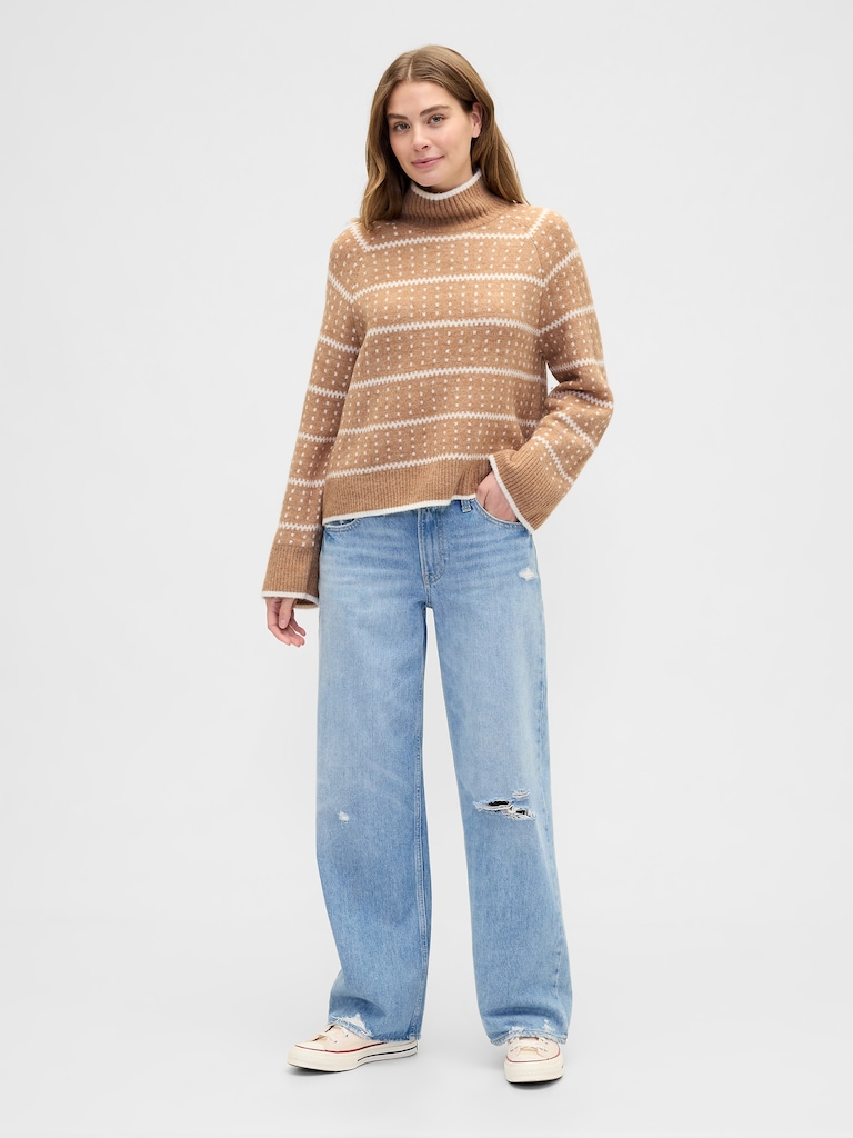 Relaxed Fair Isle Mockneck Sweater