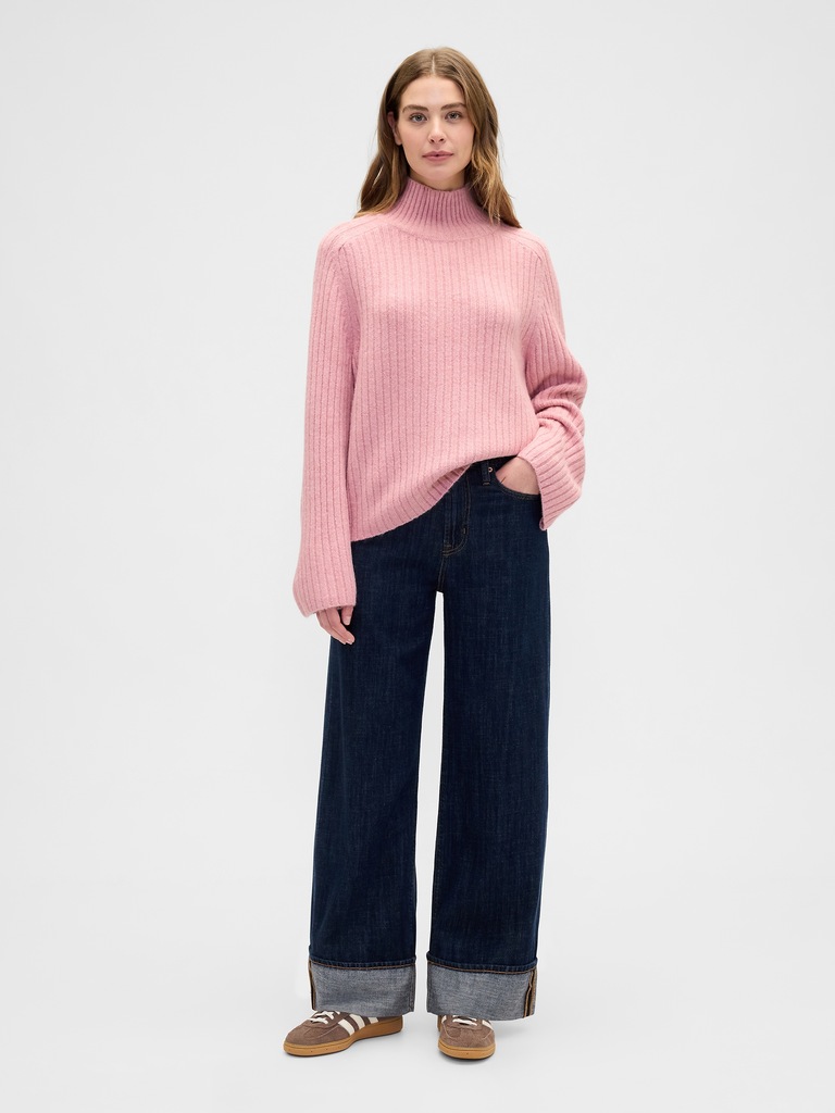 Relaxed Ribbed Mockneck Sweater
