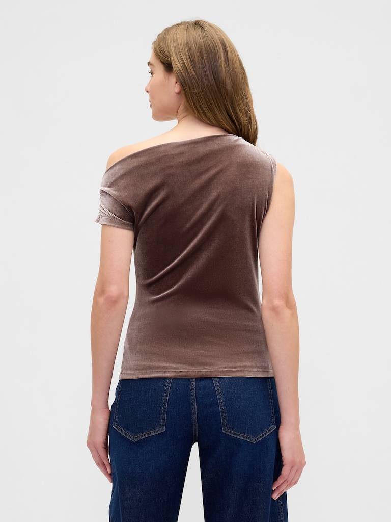 Velour One-Shoulder Top