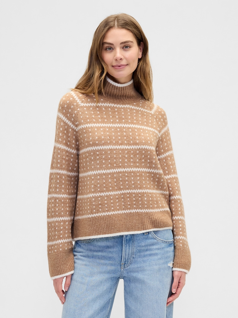 Relaxed Fair Isle Mockneck Sweater
