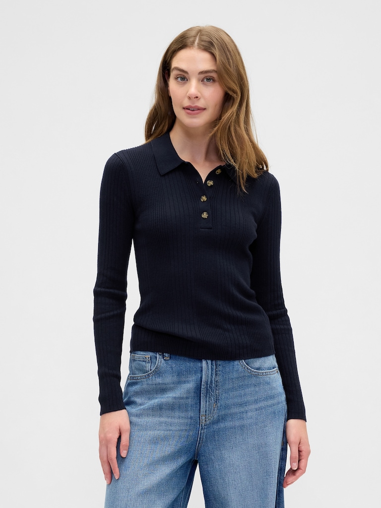 Ribbed Polo T-Shirt