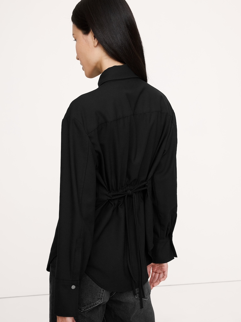 Stretch-Flannel Cinch-Back Shirt