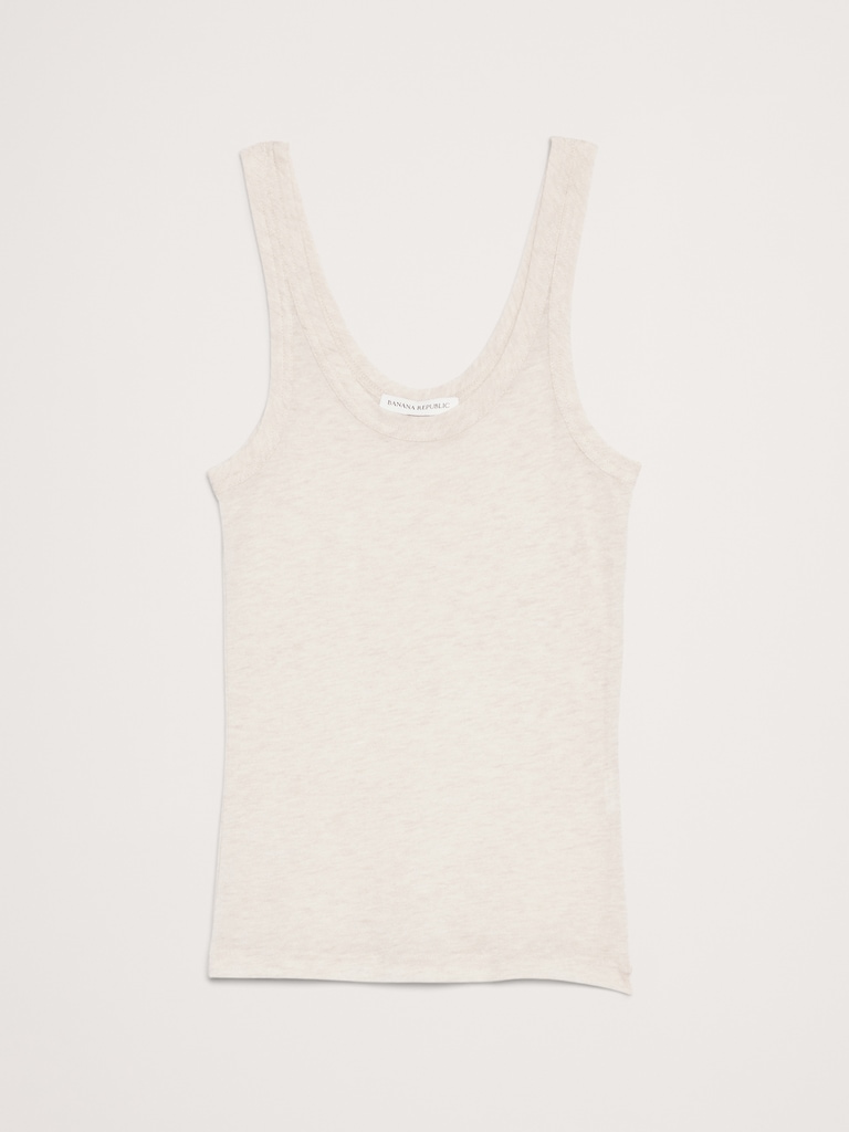 Sheer Lyocell-Wool Scoop-Neck Tank