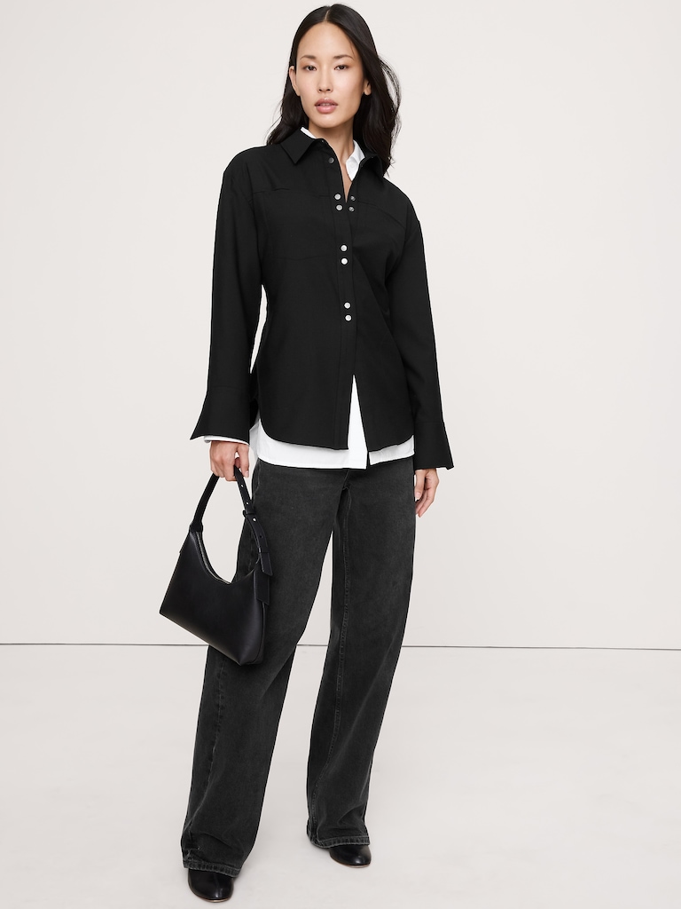 Stretch-Flannel Cinch-Back Shirt